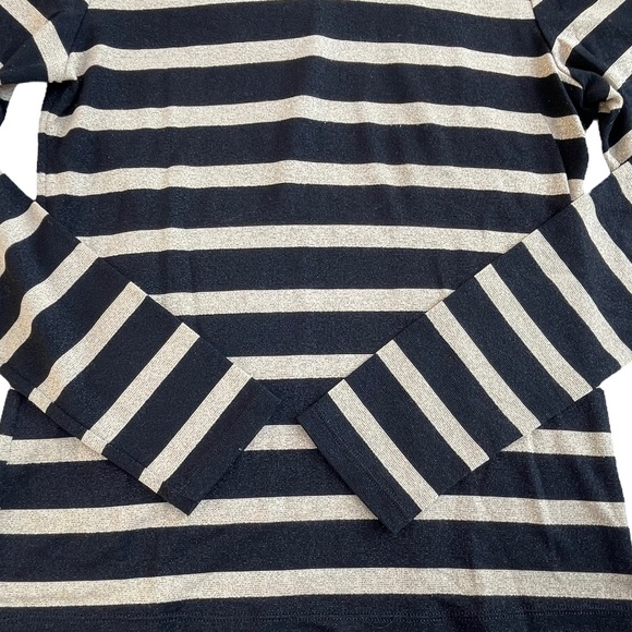 Veronica Beard Jeans Black & Metallic Gold Striped Turtleneck Size Medium - Picture 4 of 6